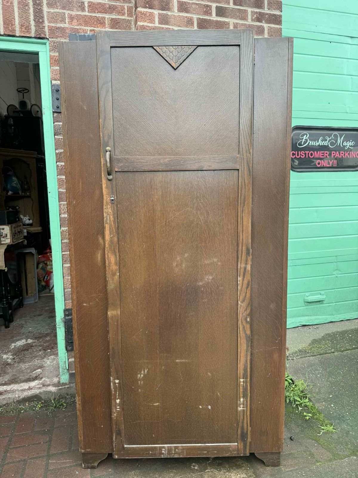 Antique Vintage Carved Single Hallrobe/Wardrobe Ready To Be Upcycled