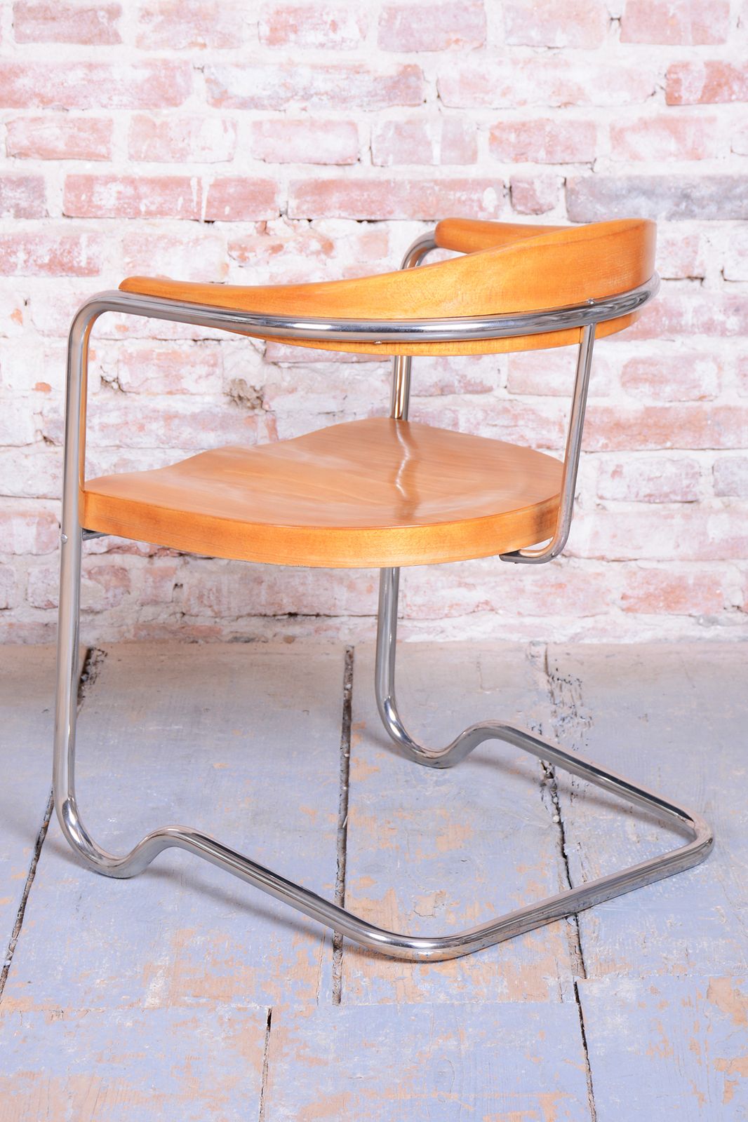 Restored Bauhaus Armchair, By Ladislav žák, Beech, Polish, Chrome, Czech, 1930s photo 2000.0