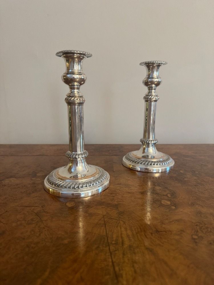 Quality Pair Of Antique Telescopic Sheffield Plated Candlesticks photo buy