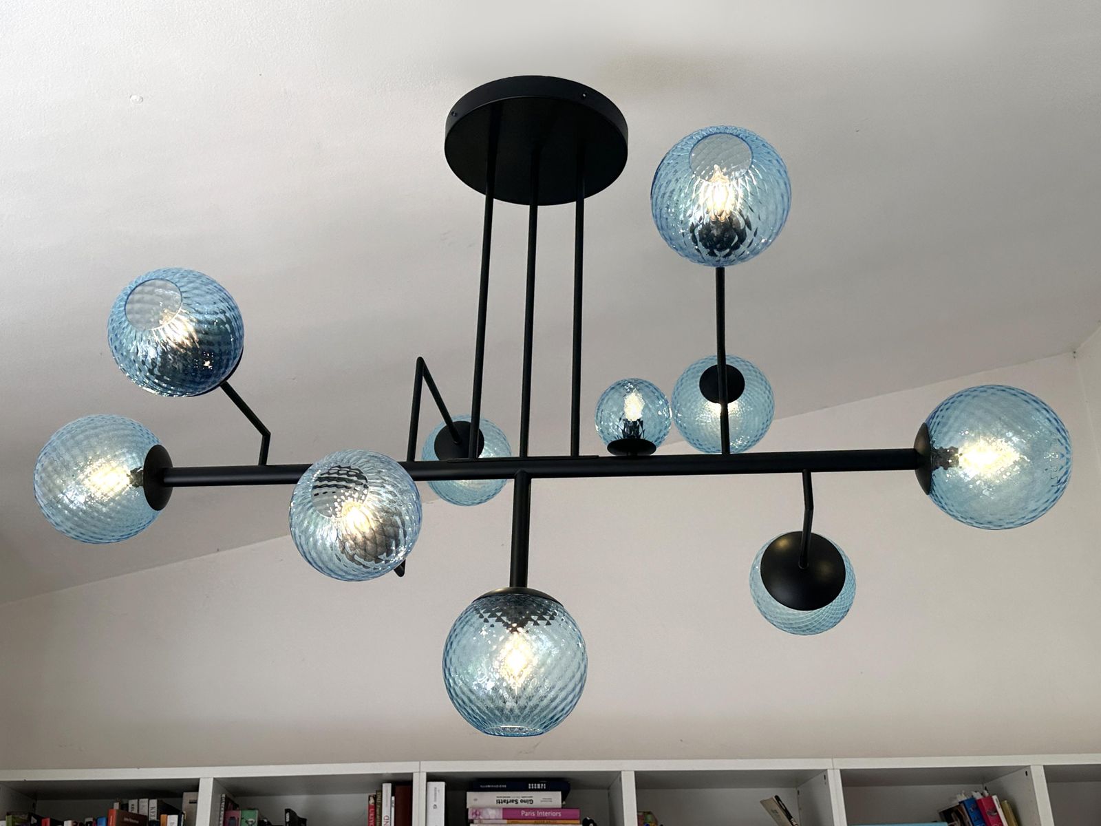 Contemporary Light Blue Spheres Murano Glass Sputnik Chandelier By Simoeng photo buy