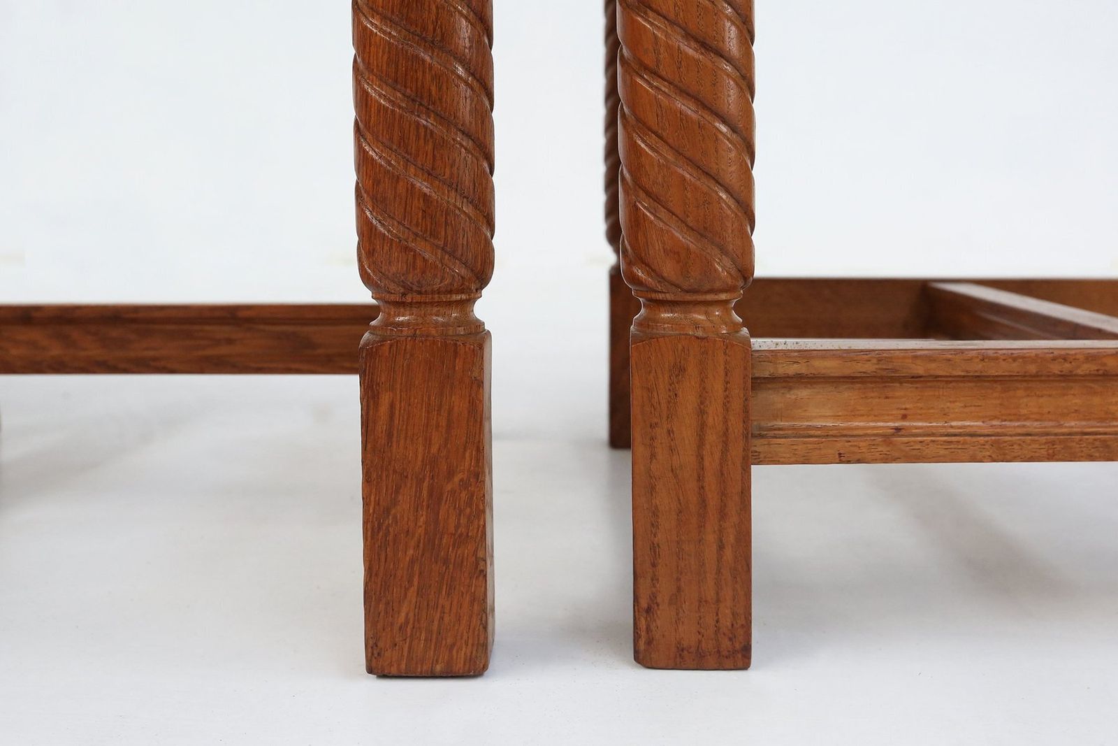 Art Deco Dining Room Charis In Oak And Leather, 1940s, Set Of 8 photo for sale