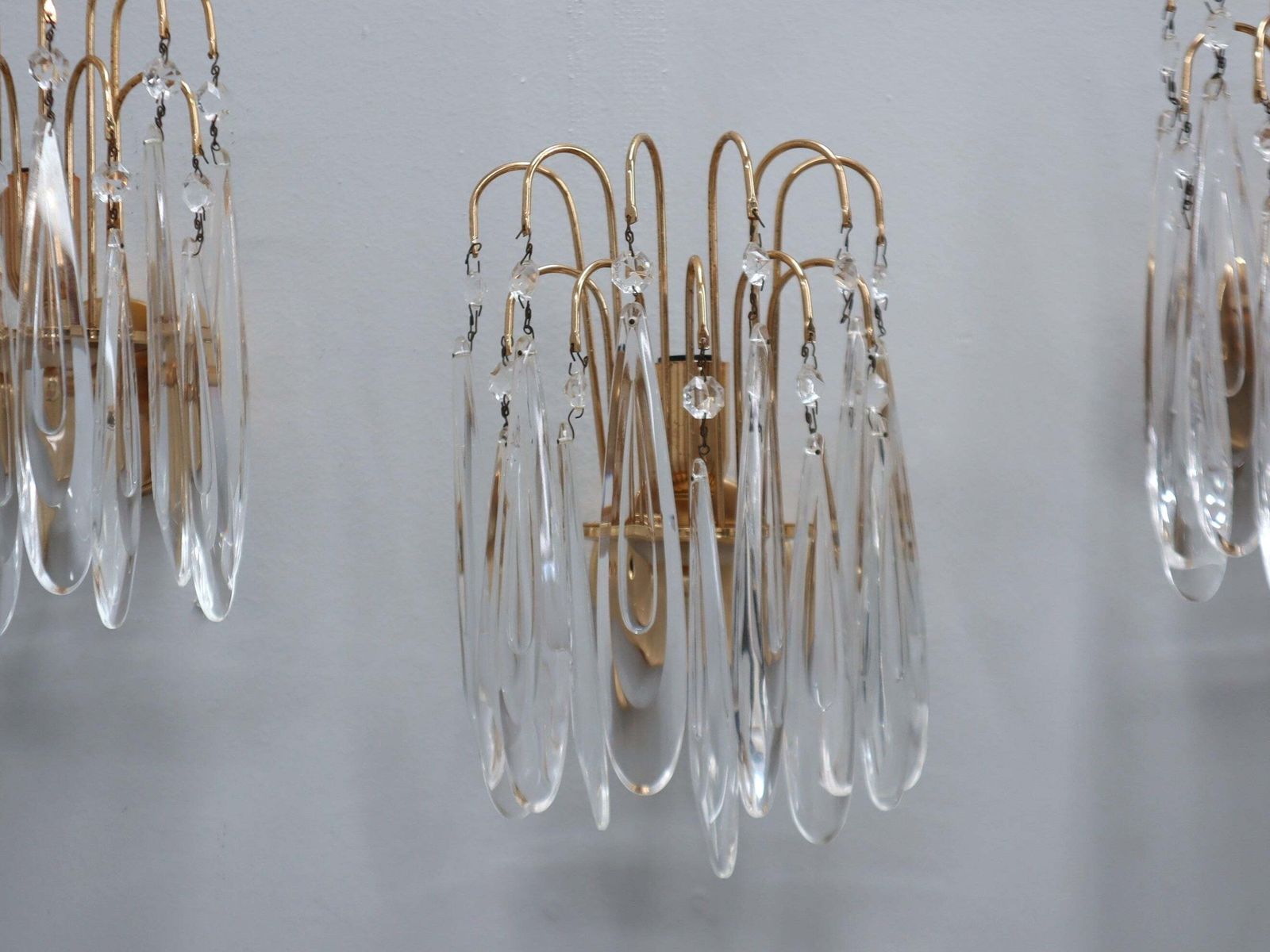 Set Of 4 Vintage Murano Teardrop Glass Wall Sconces 1980s photo vinterior
