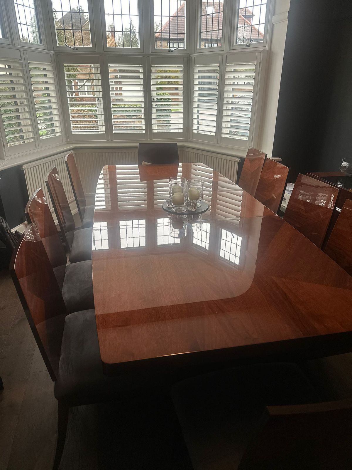 Italian Veneered Walnut Dining Table And 10 Chairs