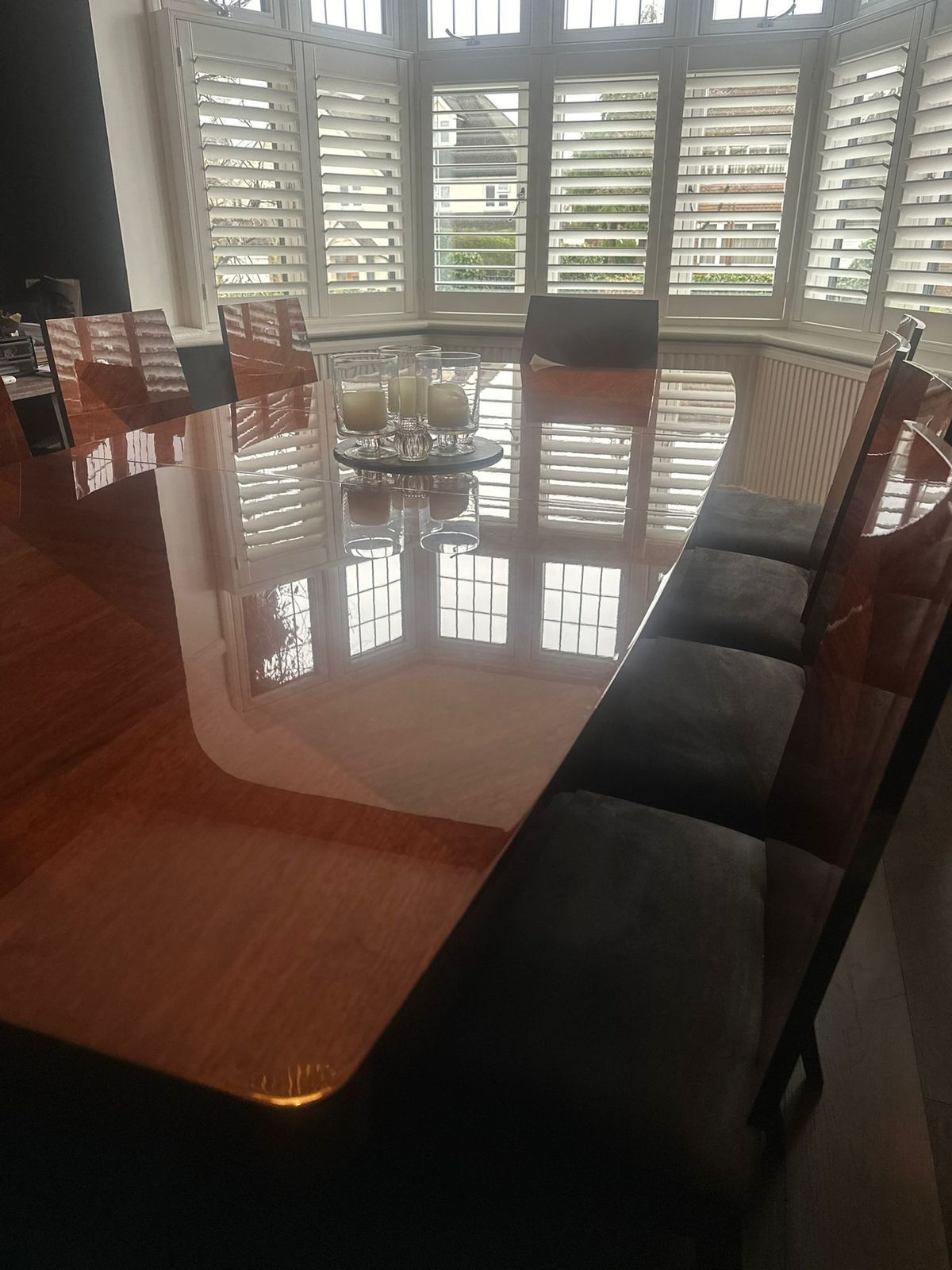 Italian Veneered Walnut Dining Table And 10 Chairs photo for sale