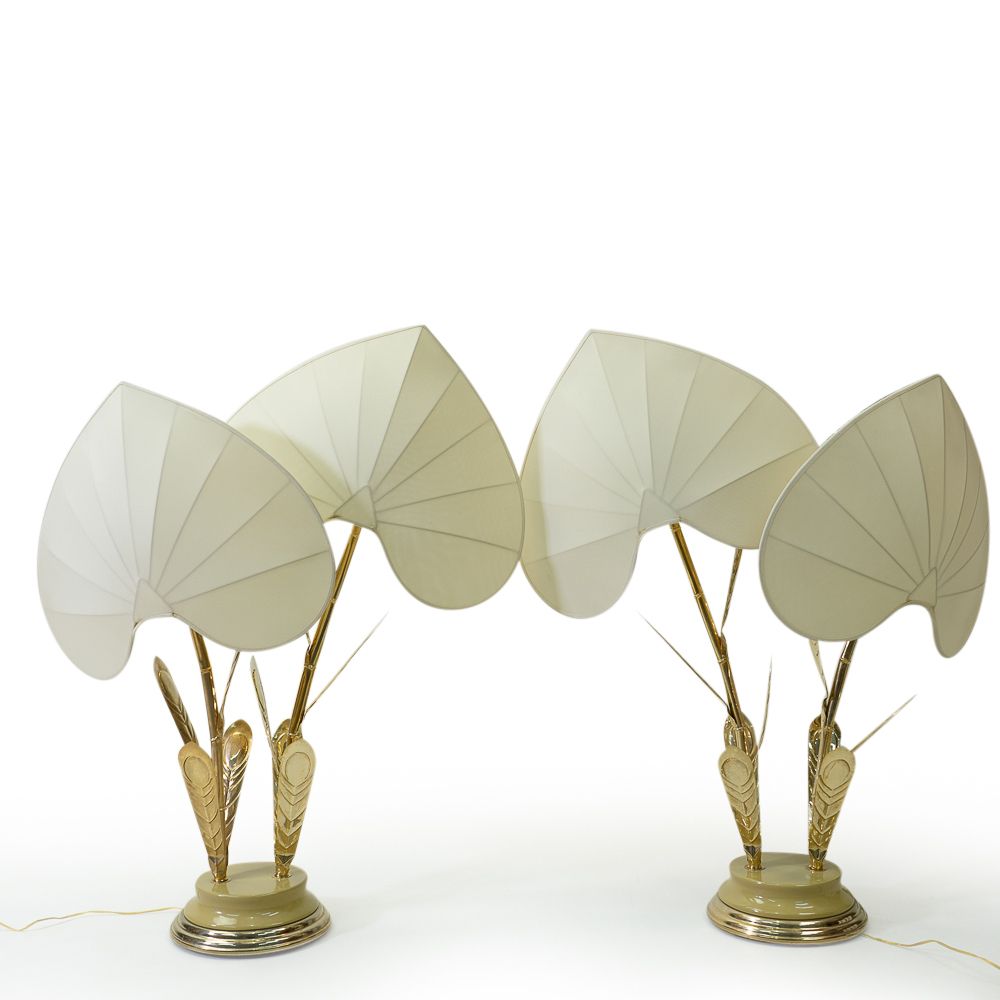 Hollywood Regency Silk And Brass Table Lamp By Antonio Pavia, 1970s photo for sale