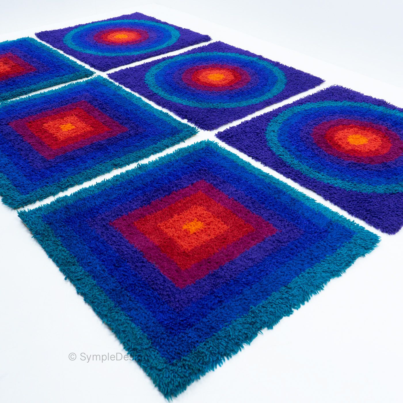 Verner Panton Rugs: Mira Carré – 1970s, Set Of Six photo vinterior