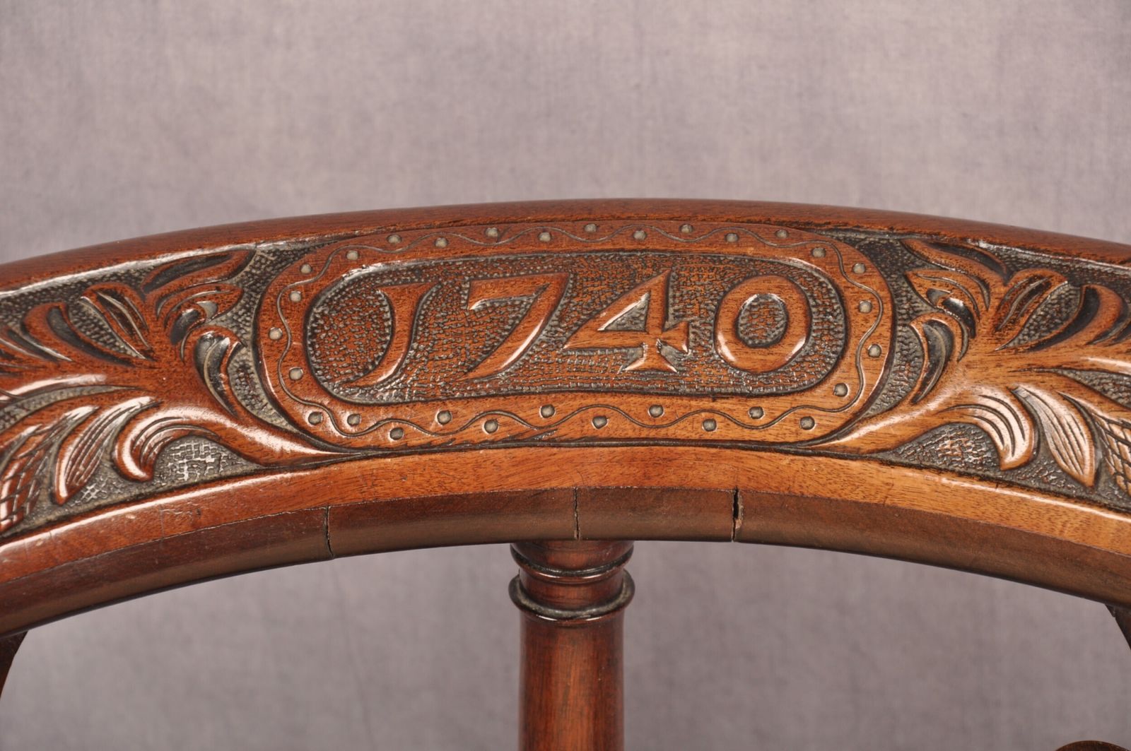 Furniture A Rare Dated 18th Century Irish Mahogany Desk Chair photo