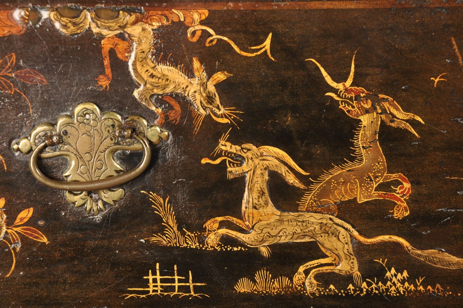 Rare Early 18th Century Chinoiserie Japanned Chest On Stand photo 12800.0