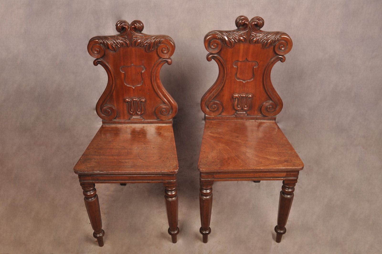 Fine Pair Of Regency Mahogany Hall Chairs photo furniture