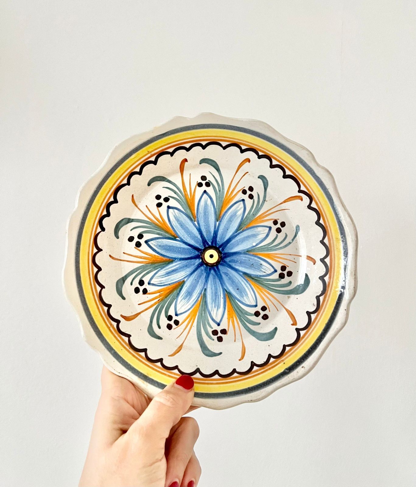 Traditional Glazed French Pottery Plates Flower Decor Moustier Wall Decor French Kitchen Living Room photo 56.0