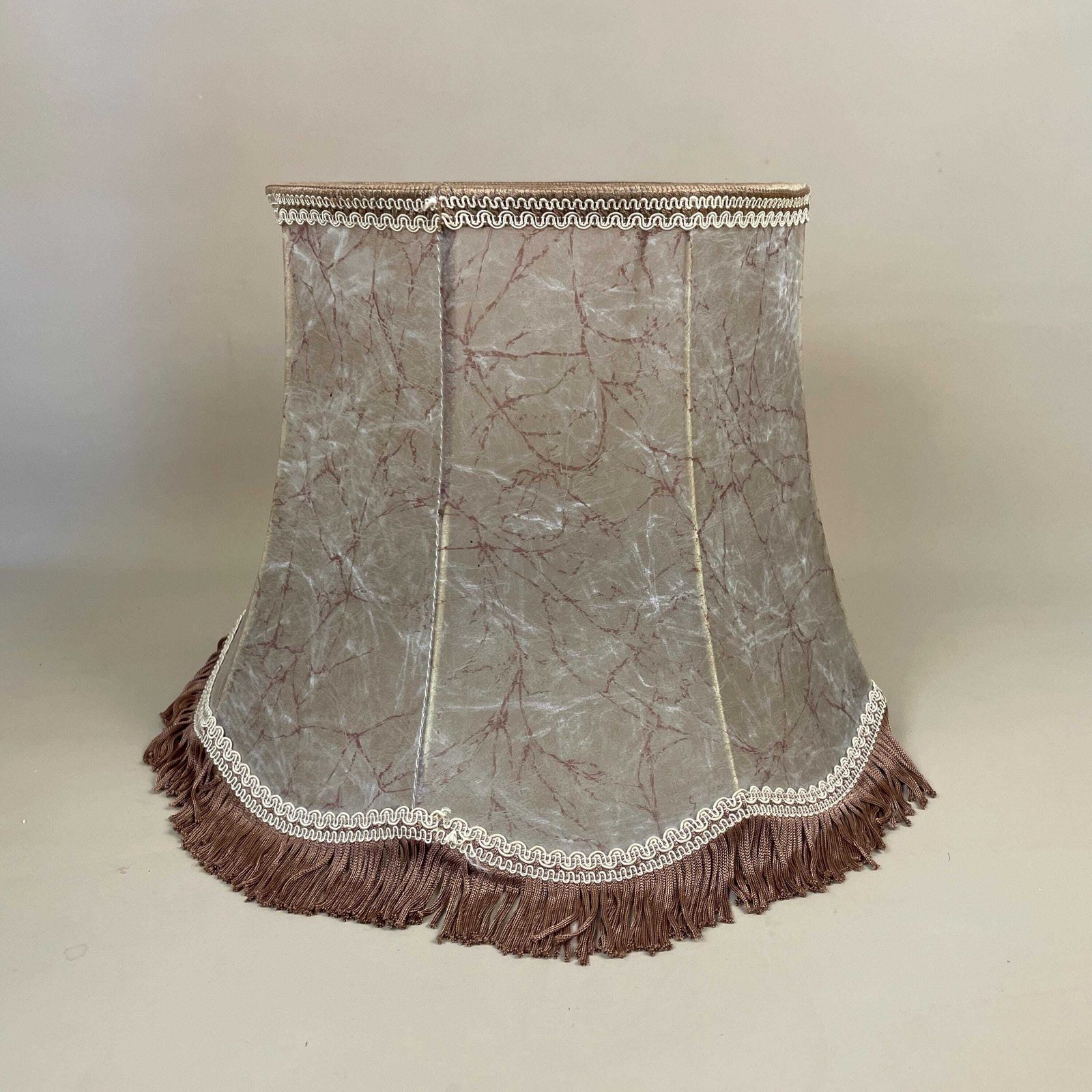 Antique French Vintage Lamp Shade Lampshade Tasseled Edge Tassel Lightshade Light Empire Downton Abbey Abstract Pattern Floor Lamp Neutral photo furniture