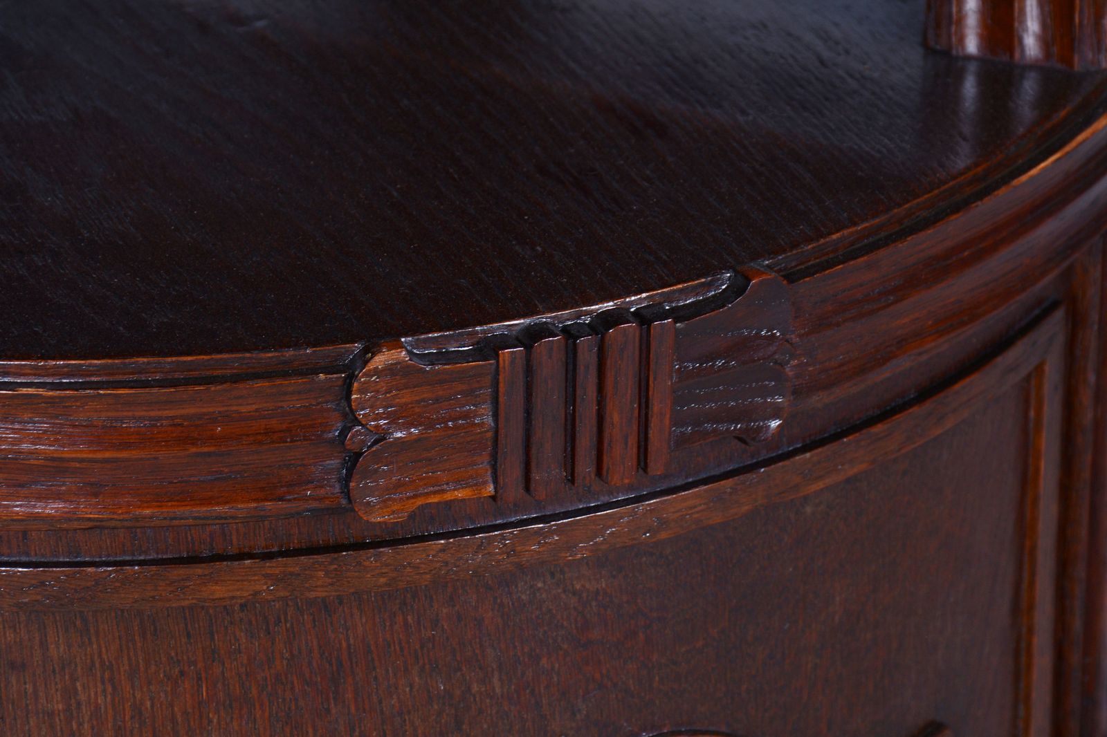Pair Of Restored Cubism Bedside Tables, Oak, Walnut, Polished, Czech, 1910s photo buy