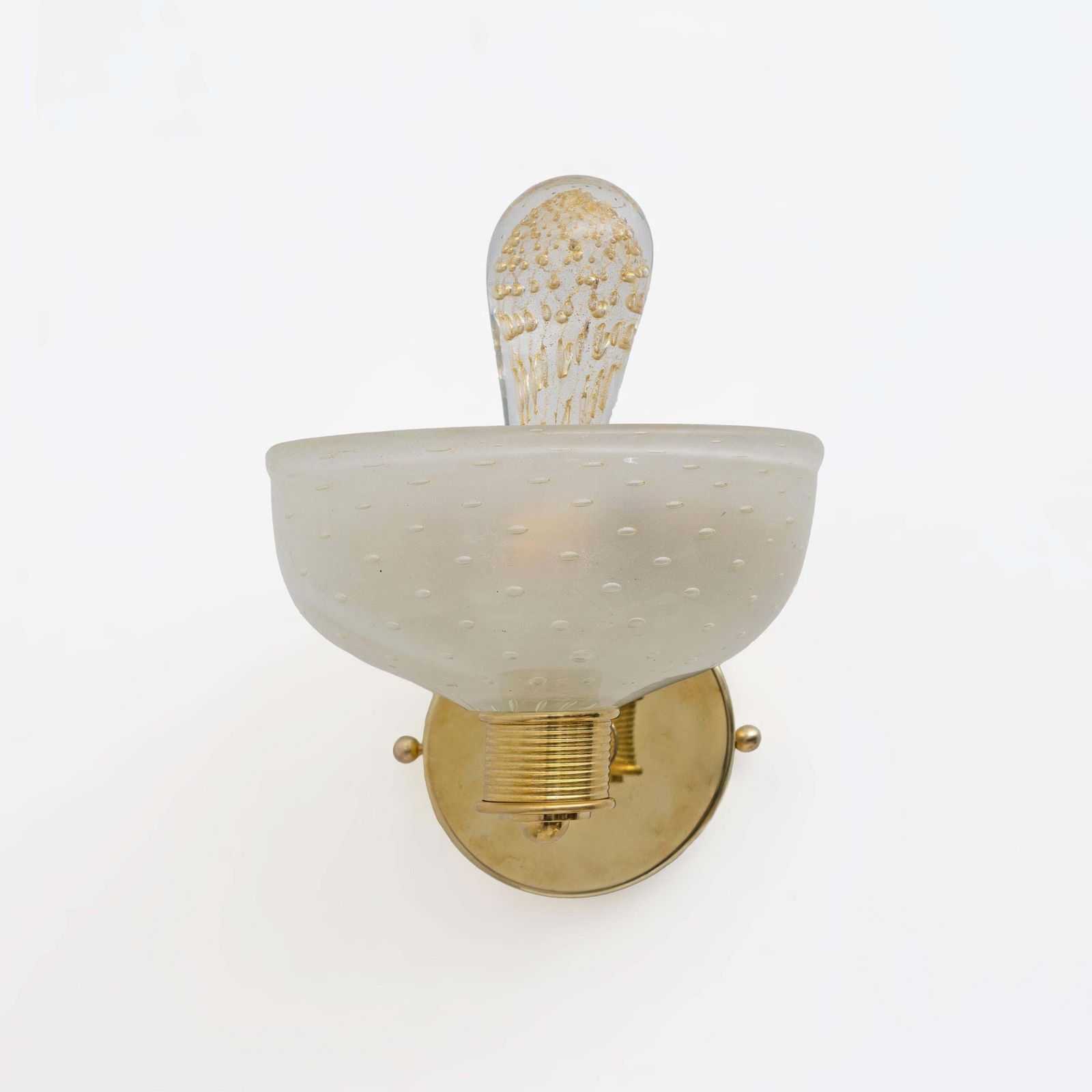 Attributed To Barovier & Toso Brass And Pulegoso Murano Glass Sconces, Pair photo furniture
