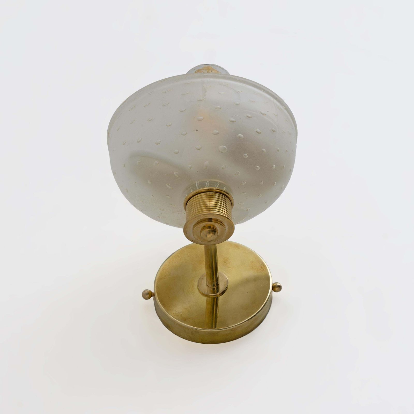 Attributed To Barovier & Toso Brass And Pulegoso Murano Glass Sconces, Pair photo vinterior