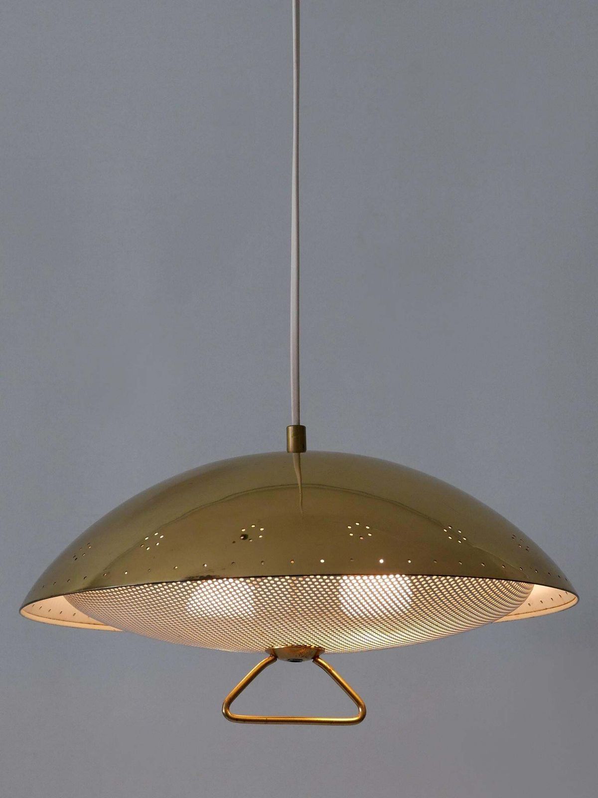 Rare & Elegant Mid Century Modern Perforated Metal Pendant Lamp Germany 1950 photo buy