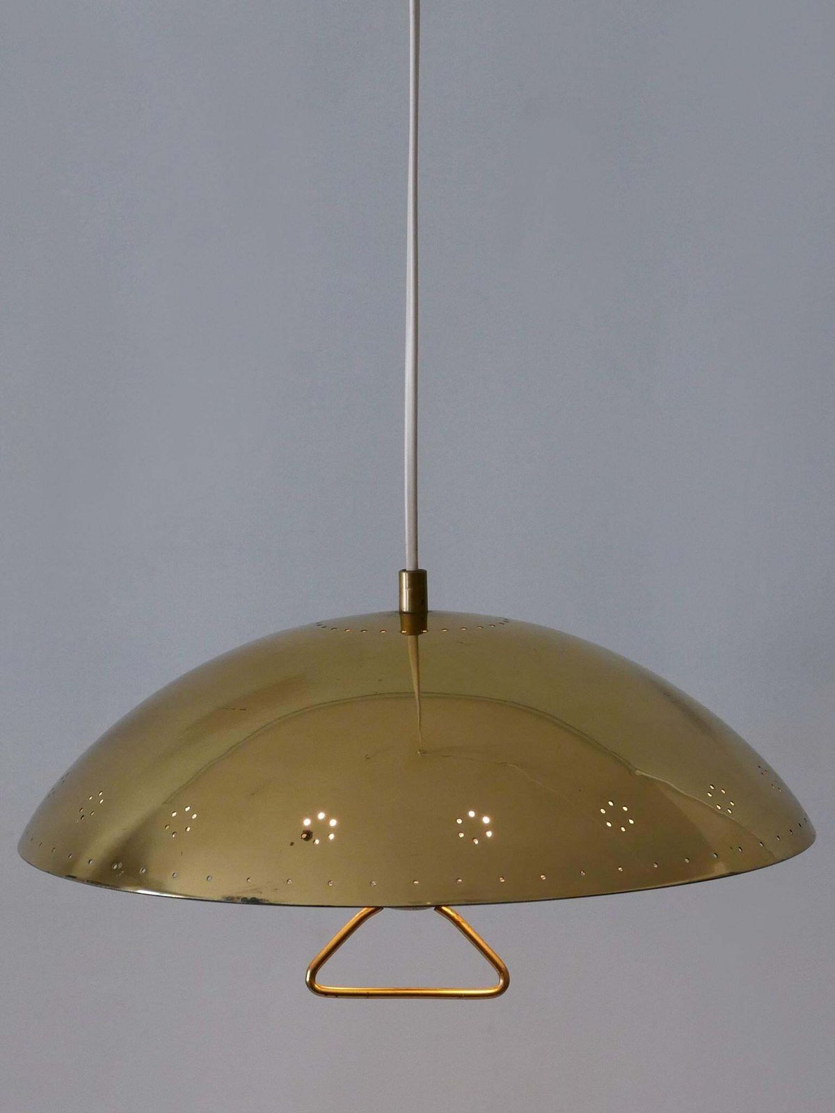 Lighting Rare & Elegant Mid Century Modern Perforated Metal Pendant Lamp Germany 1950 photo