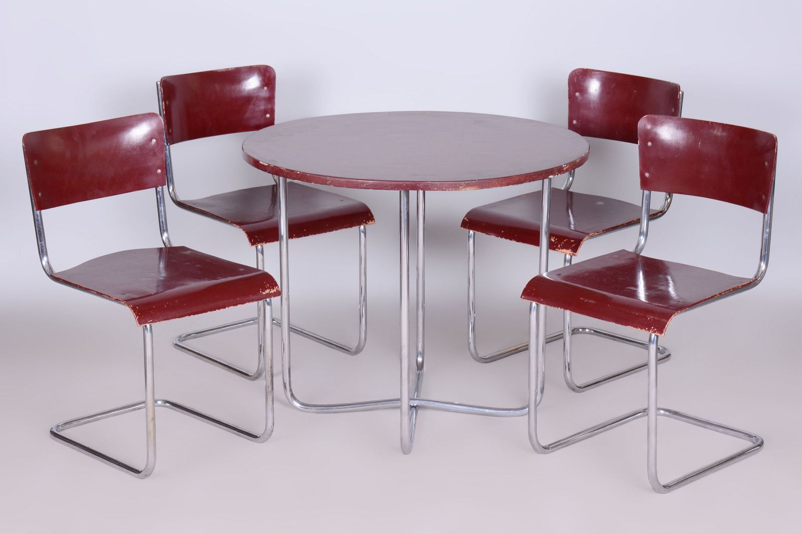 Original Bauhaus Dining Set, By Hynek Gottwald, Chrome, Czech, 1930s photo 2700.0