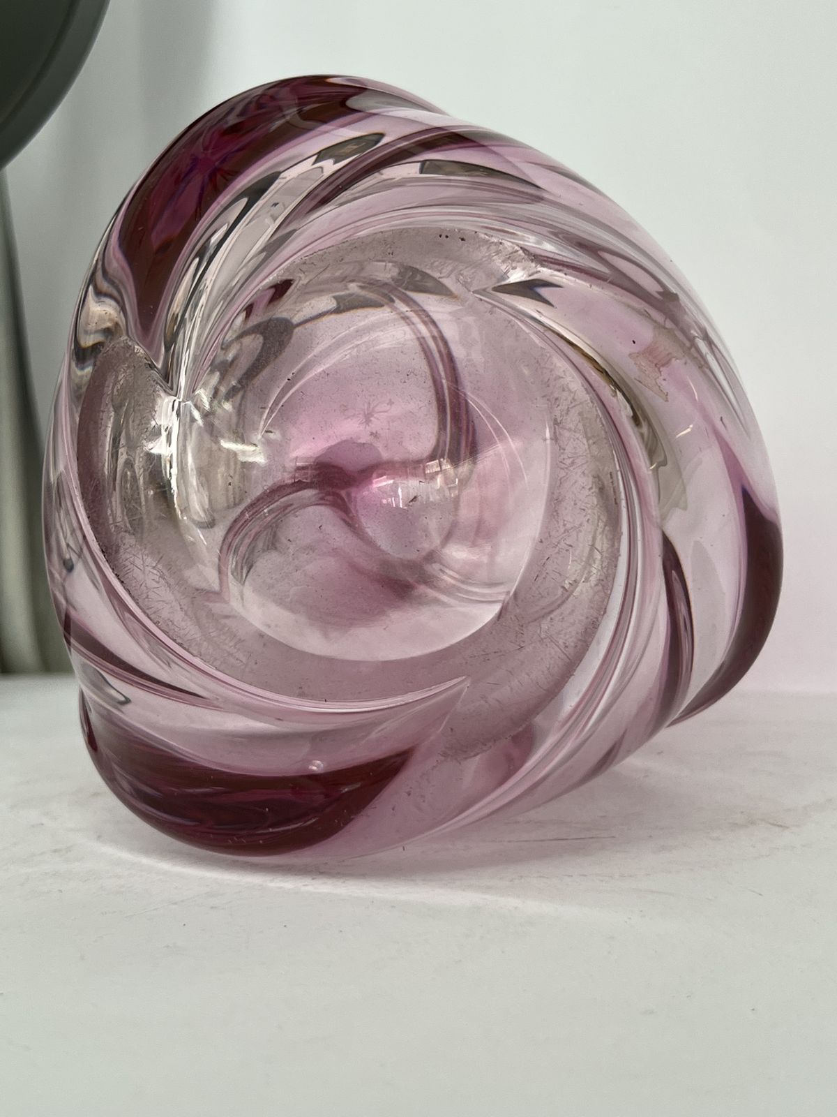 Large Murano Sommerso Swirl Vase – Cranberry/Pink &Clear Glass, 1970s photo buy