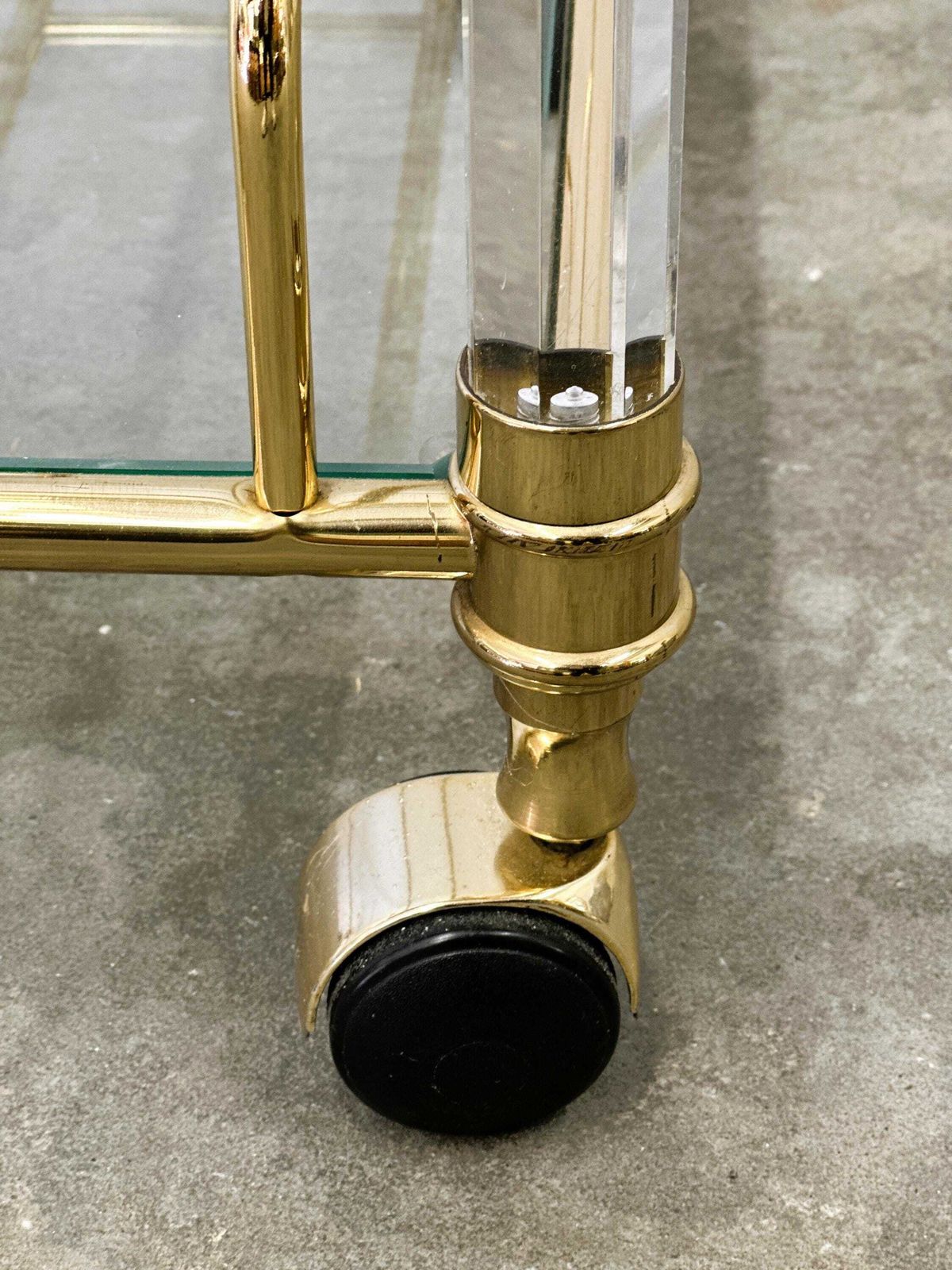 Hollywood Regency Lucite And Brass Bar Cart, 1980s photo furniture