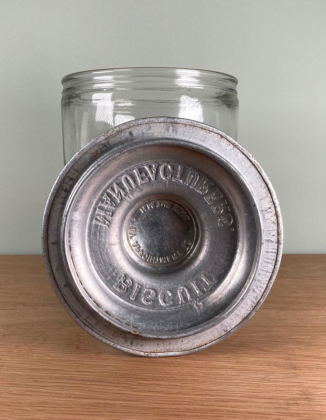 Antique Edwardian Meredith & Drew Shop Counter Top Glass Biscuit Jar Etched Logo photo 125.0