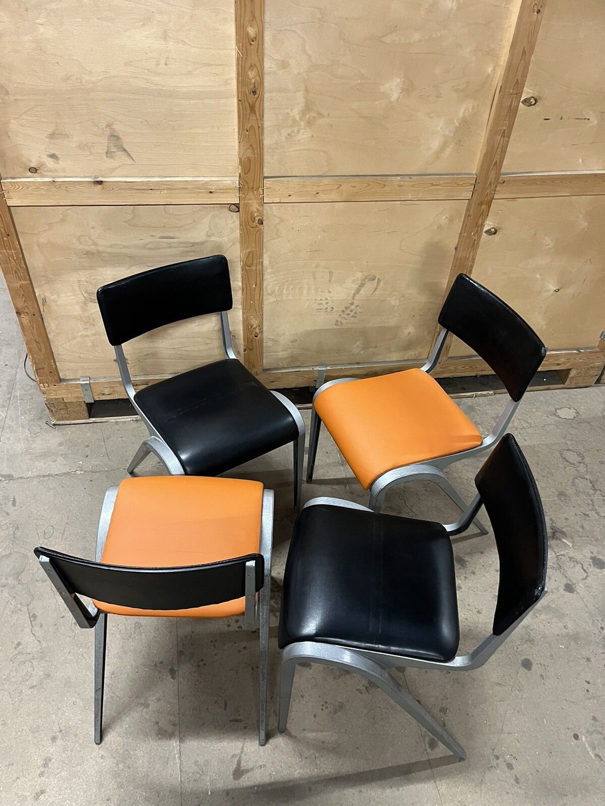 Black / Orange Esavian Stacking Chair By James Leonard 1950s Set Of Four photo Furniture