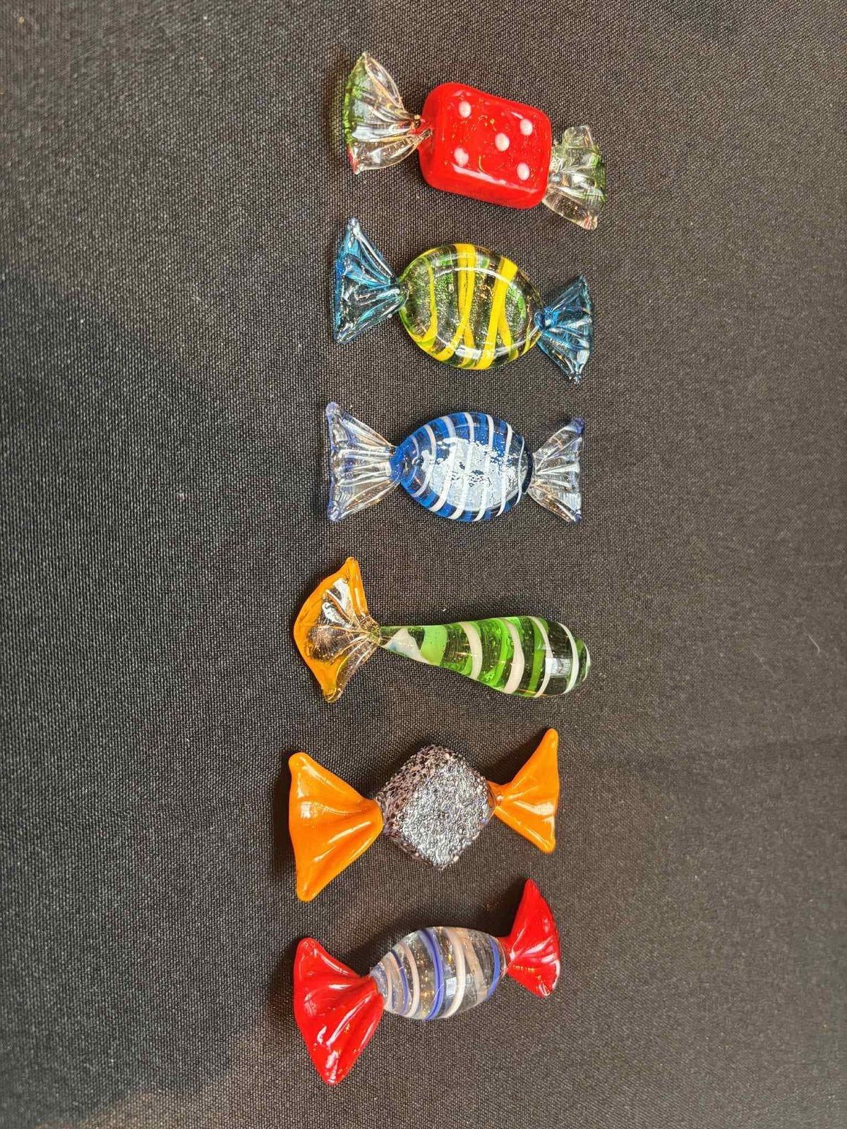 photo furniture Murano Glazen Messenleggers: Retro Snoepjes Design, Set Van 6