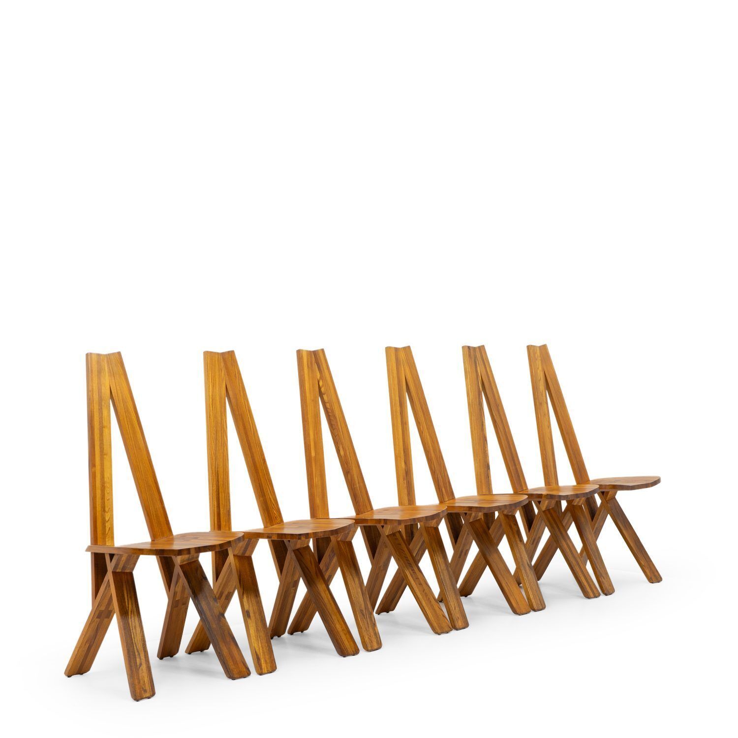 Original French Design Pierre Chapo S45 Chairs, Set Of Six – 1970s