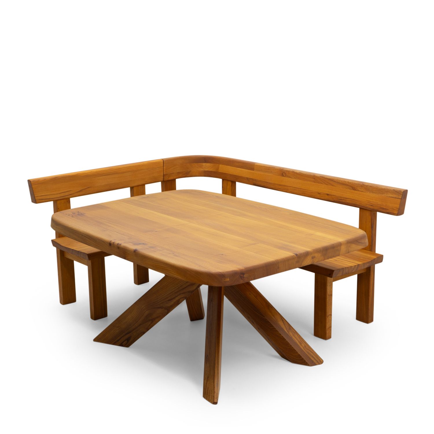 Pierre Chapo, S35 & T35 Corner Dining Set In French Elm, France – 1980s