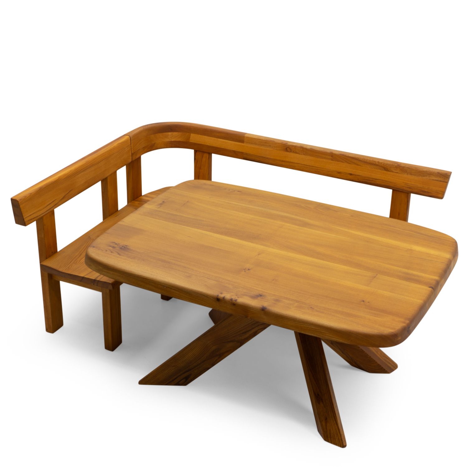 Pierre Chapo, S35 & T35 Corner Dining Set In French Elm, France – 1980s photo furniture