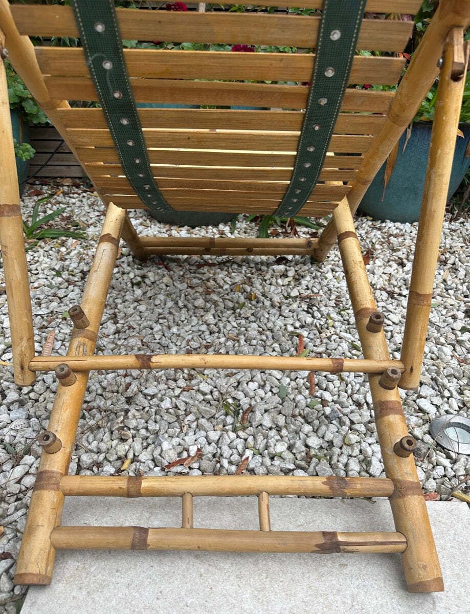 photo buy Pair Of 1980s Rustic Italian Golden Bamboo Deck Chairs Or Sun Loungers