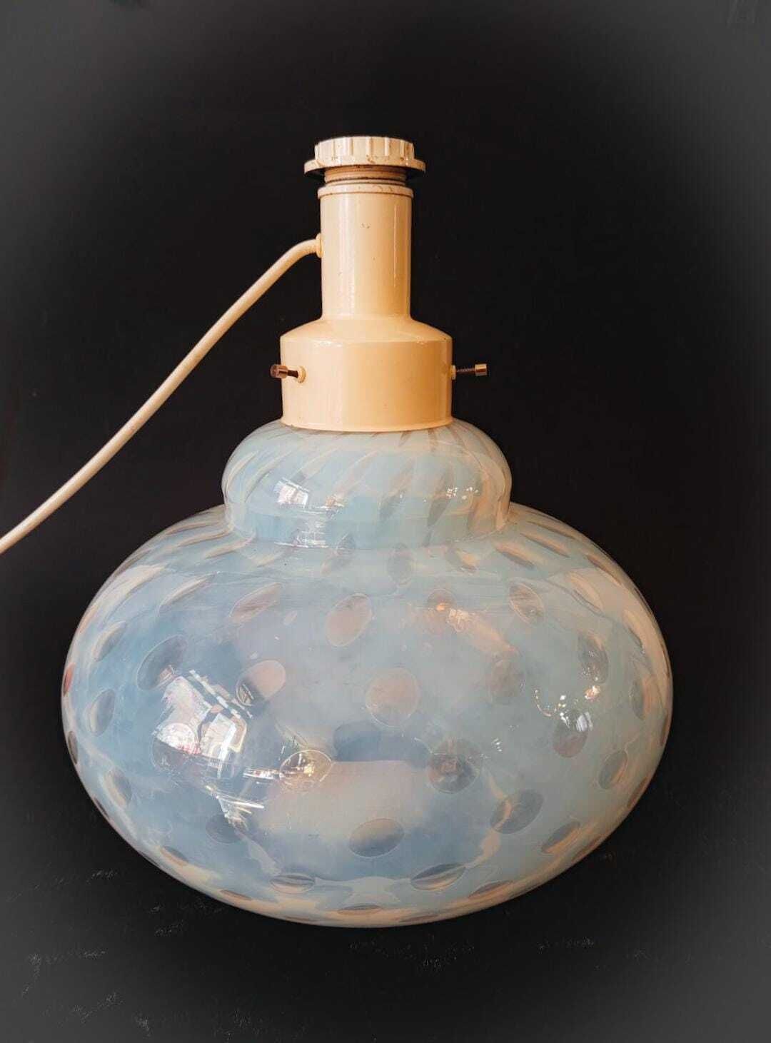 Rare Gambaro And Tagliapietra Murano Glass Table Lamp Vintage Space Age Bullicante Bubbles White Transparent