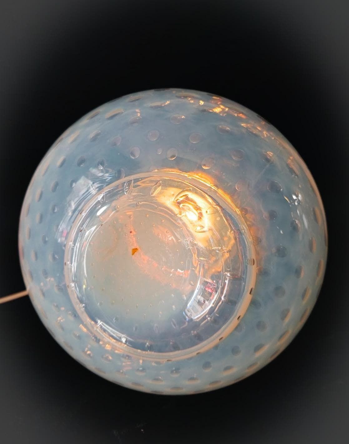 photo for sale Rare Gambaro And Tagliapietra Murano Glass Table Lamp Vintage Space Age Bullicante Bubbles White Transparent