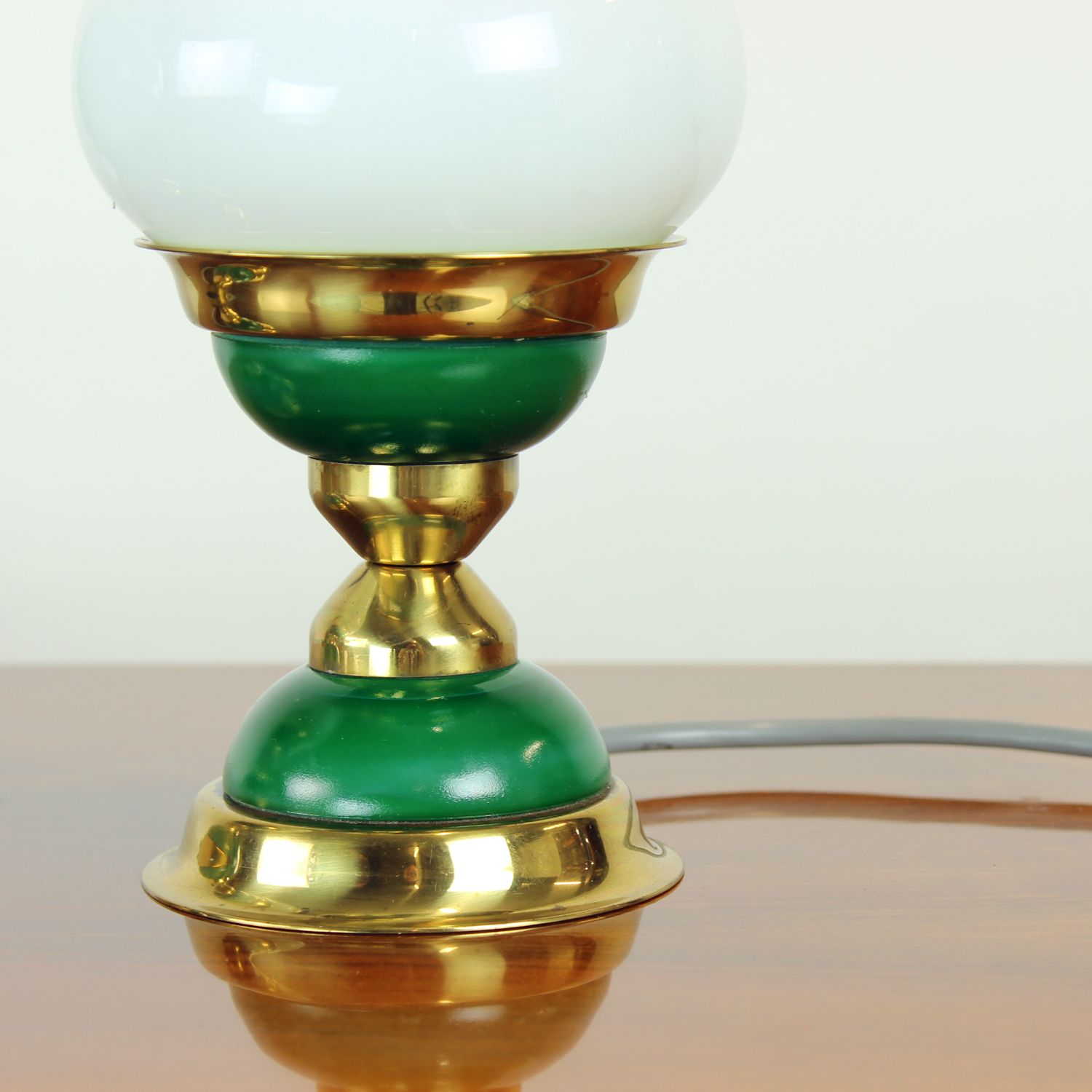 Set Of Table Lamps In Opaline Glass & Brass, Czechoslovakia 1955 photo for sale
