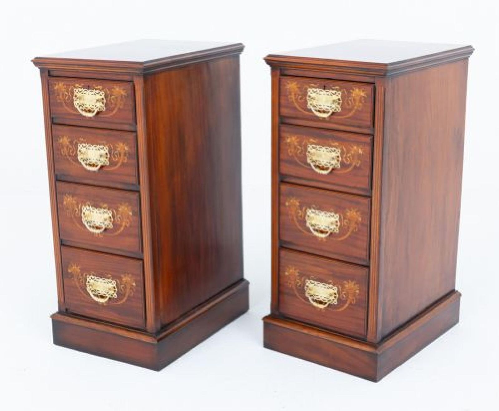 Pair Victorian Bedside Chests Inlay Chest Drawers 1880 photo 2550.0