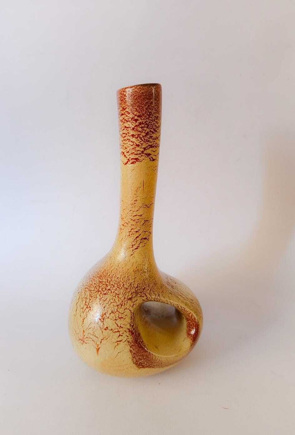 Bertoncello Rigon Vintage Space Age Design Long Neck Ceramic Vase From The 1970s