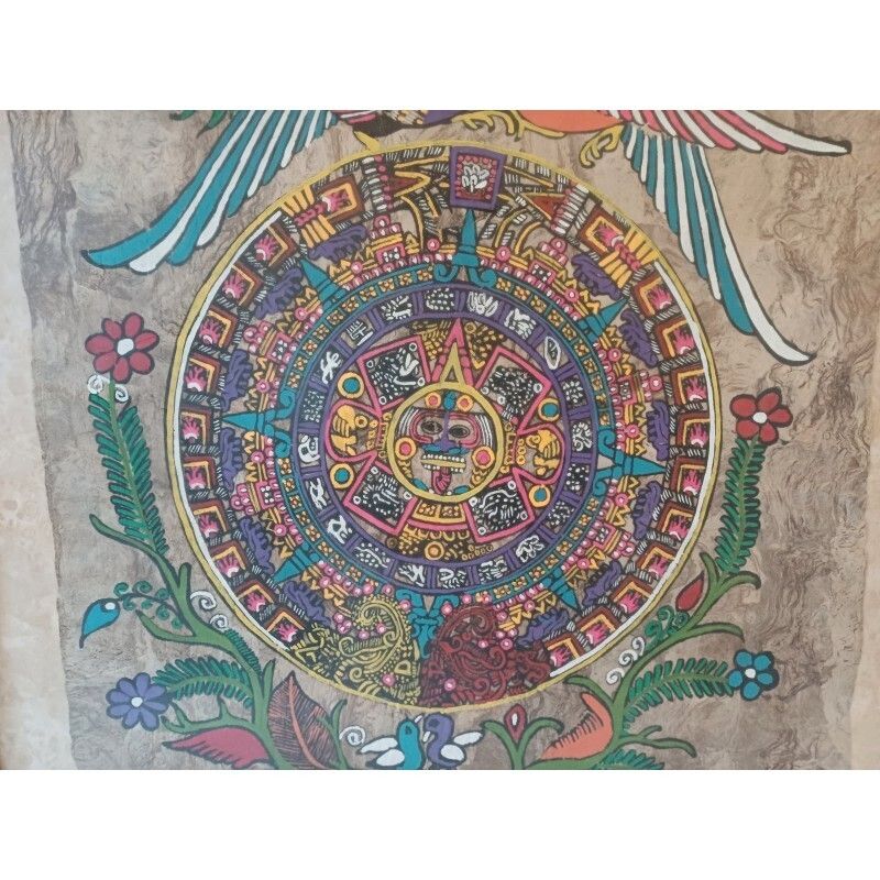 Painting On Lama Or Vicuna Skin, Mayan Or Aztec photo 195.0