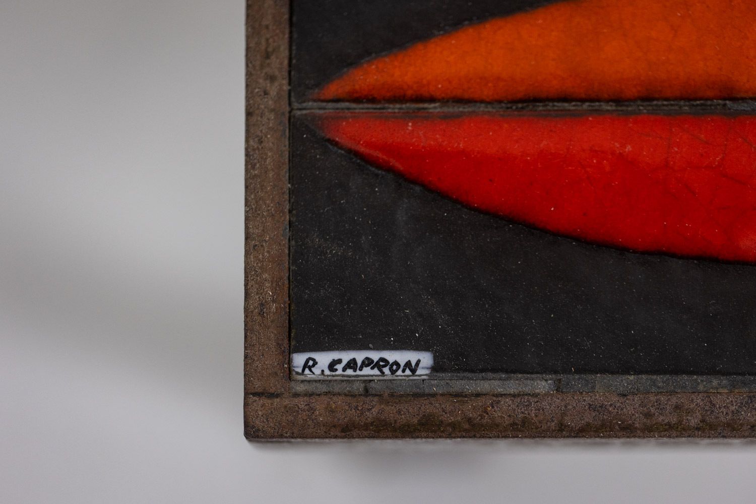 Capron. “Navette” Coffee Table In Black And Red Glazed Stoneware. 1960s. photo 4000.0
