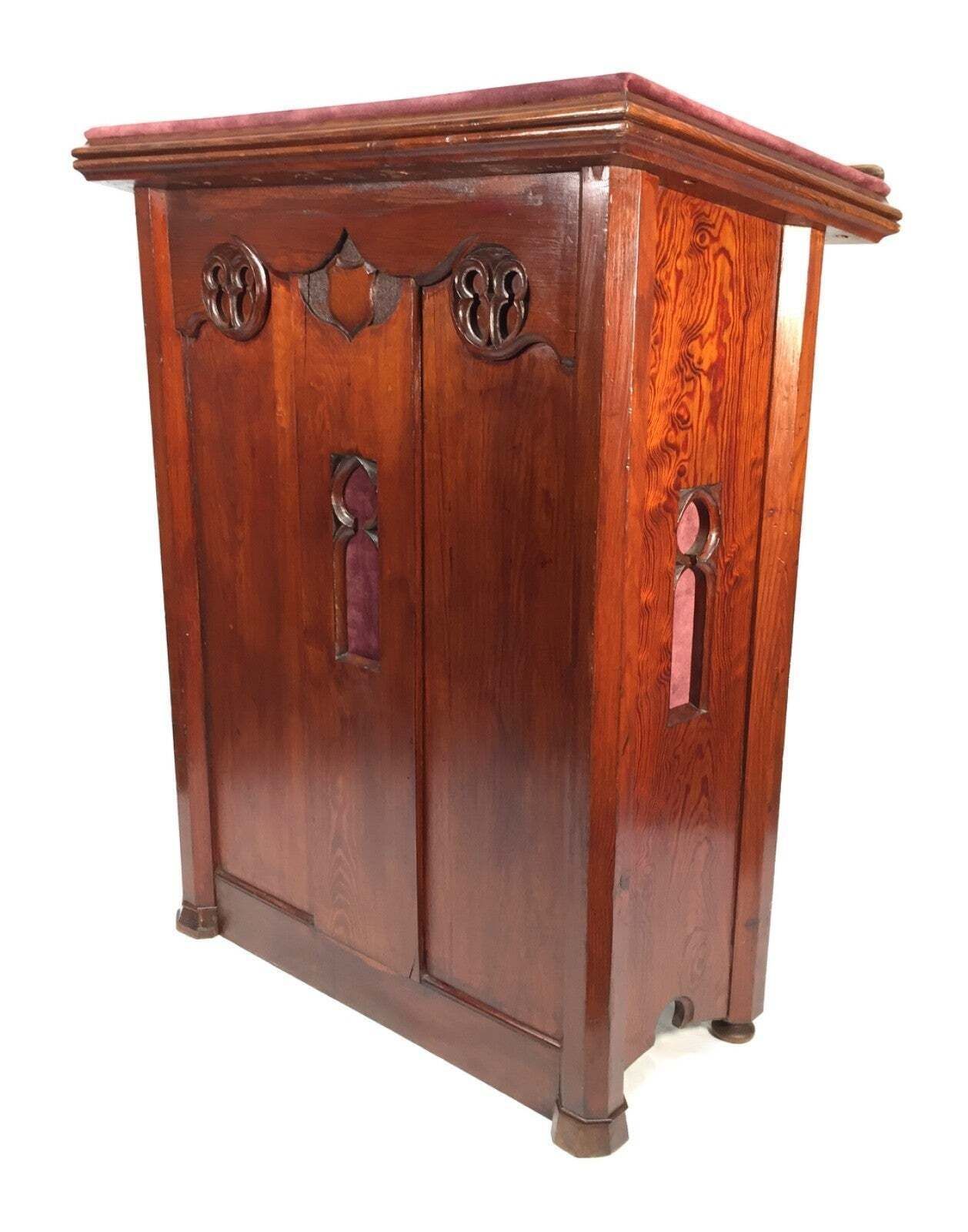 449.0 Antique Wooden Order Of Buffaloes Used Lectern / Book Stand Restaurant C.1900 photo