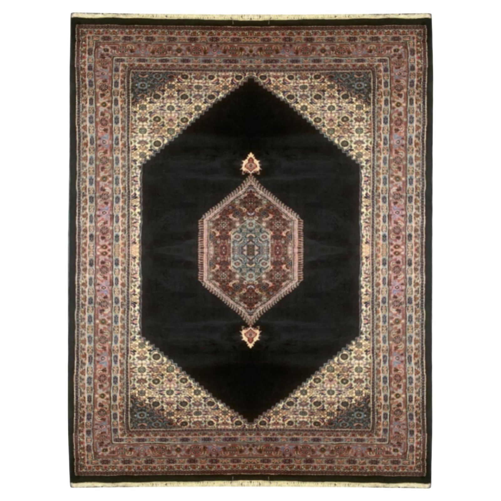 Black Vintage Rug, Geometric Rug Medallion Carpet, Home Interior Livingroom Rug