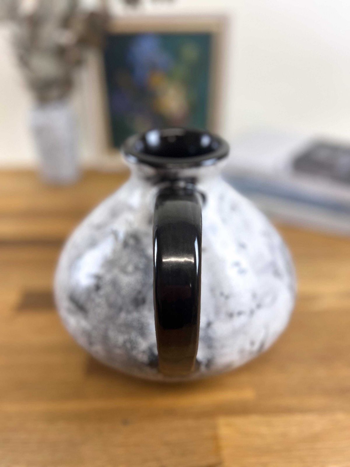Xl Black And White Swiss Vase   Swiss Studio Pottery By Ziegler Keramik, Schaffhausen photo vintage