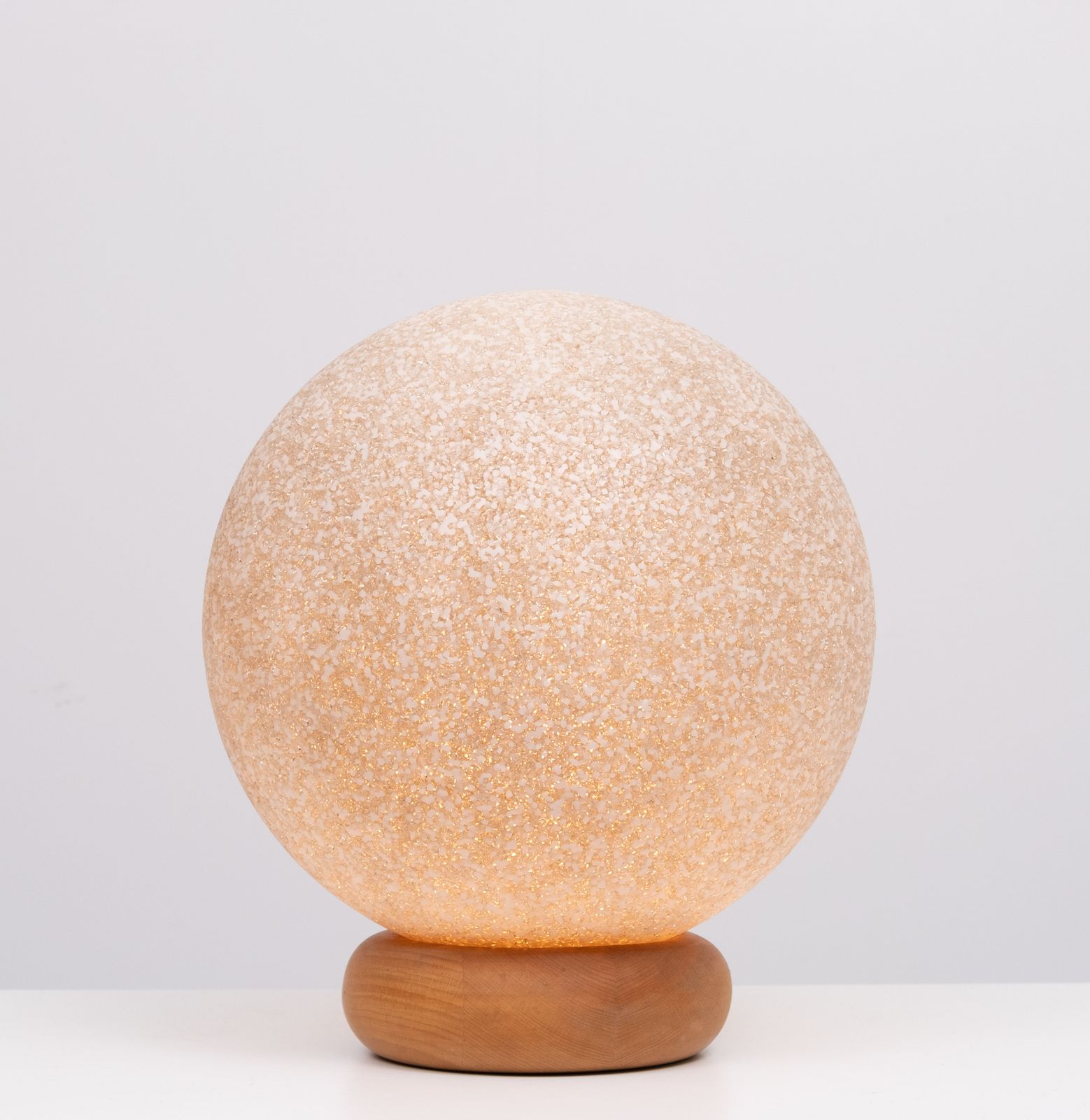 Ball Lamp On Pine Base 1970 France photo vintage