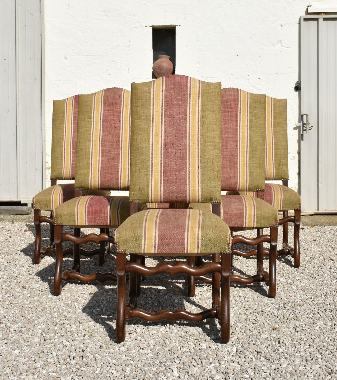 Set Of 6 French Os De Mouton Dining Chairs In Oak Style Louis XIII photo Furniture