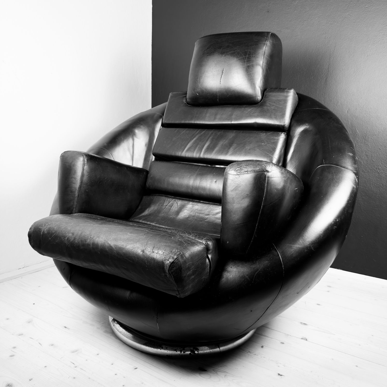 Brutalist Black Armchair By Boris Krstulović, Yugoslavia, Croatia, 1970s