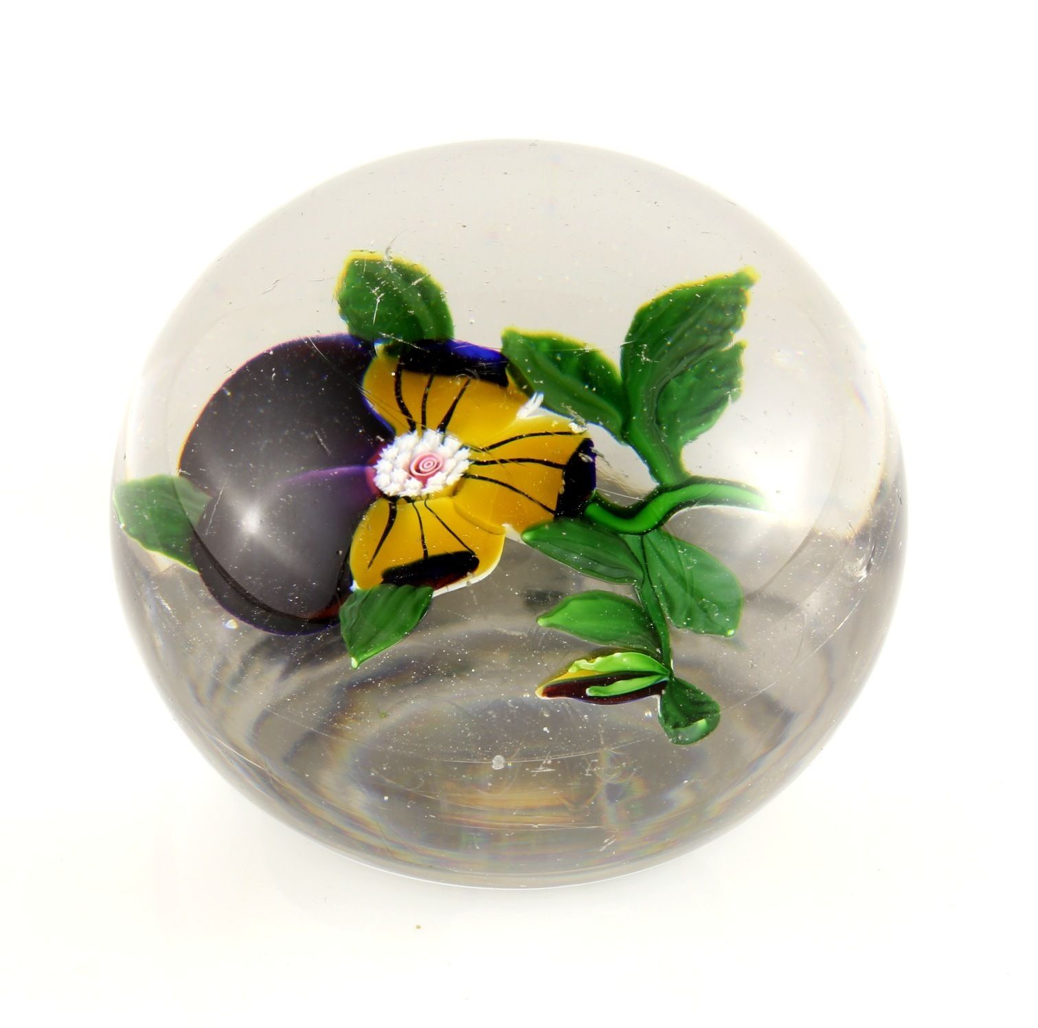 Antique Baccarat Pansy Paperweight. Heavy French Glass Desk Weight. C1850. photo furniture