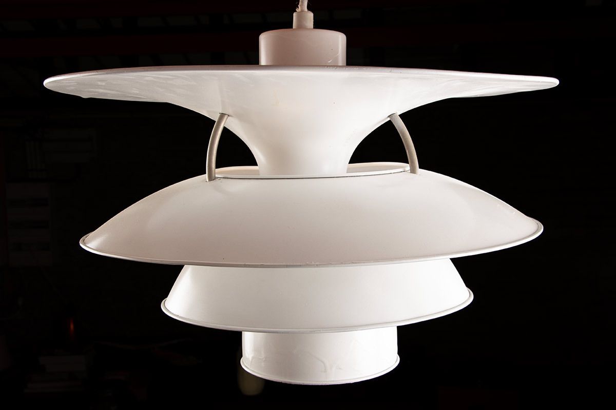 Danish Brushed Metal Pendant Light, Model Ph 6 ½  6v Called "Charlottenborg" By Poul Henningsen For Louis Poulsen. photo vintage