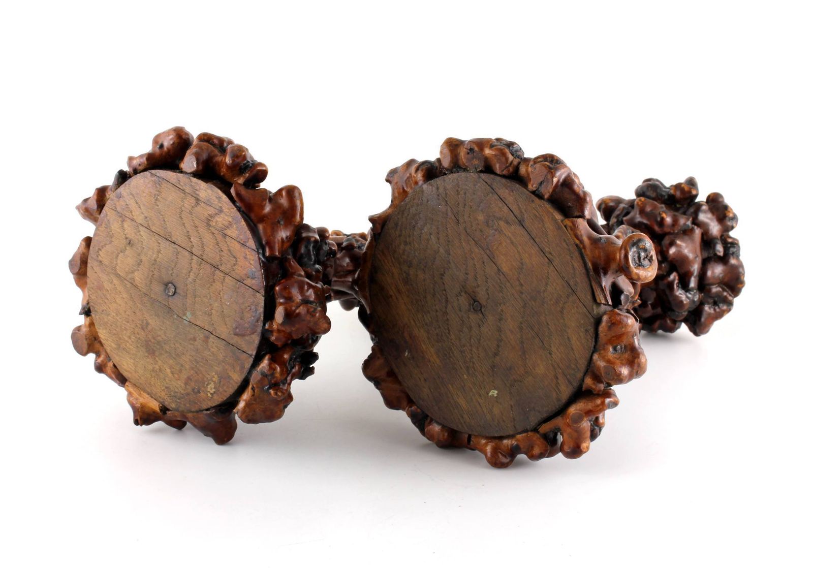 photo furniture Pair Antique Rootwood Candlesticks. Folk Art Black Forest Candle Stand.