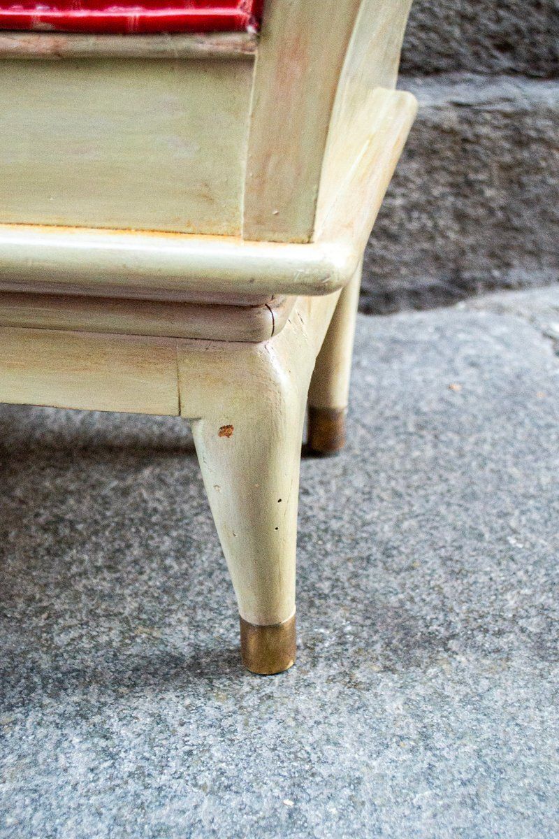 Art Deco Stools In Wood, Brass And Leather, Italy, 1930s, Set Of 2 photo vinterior