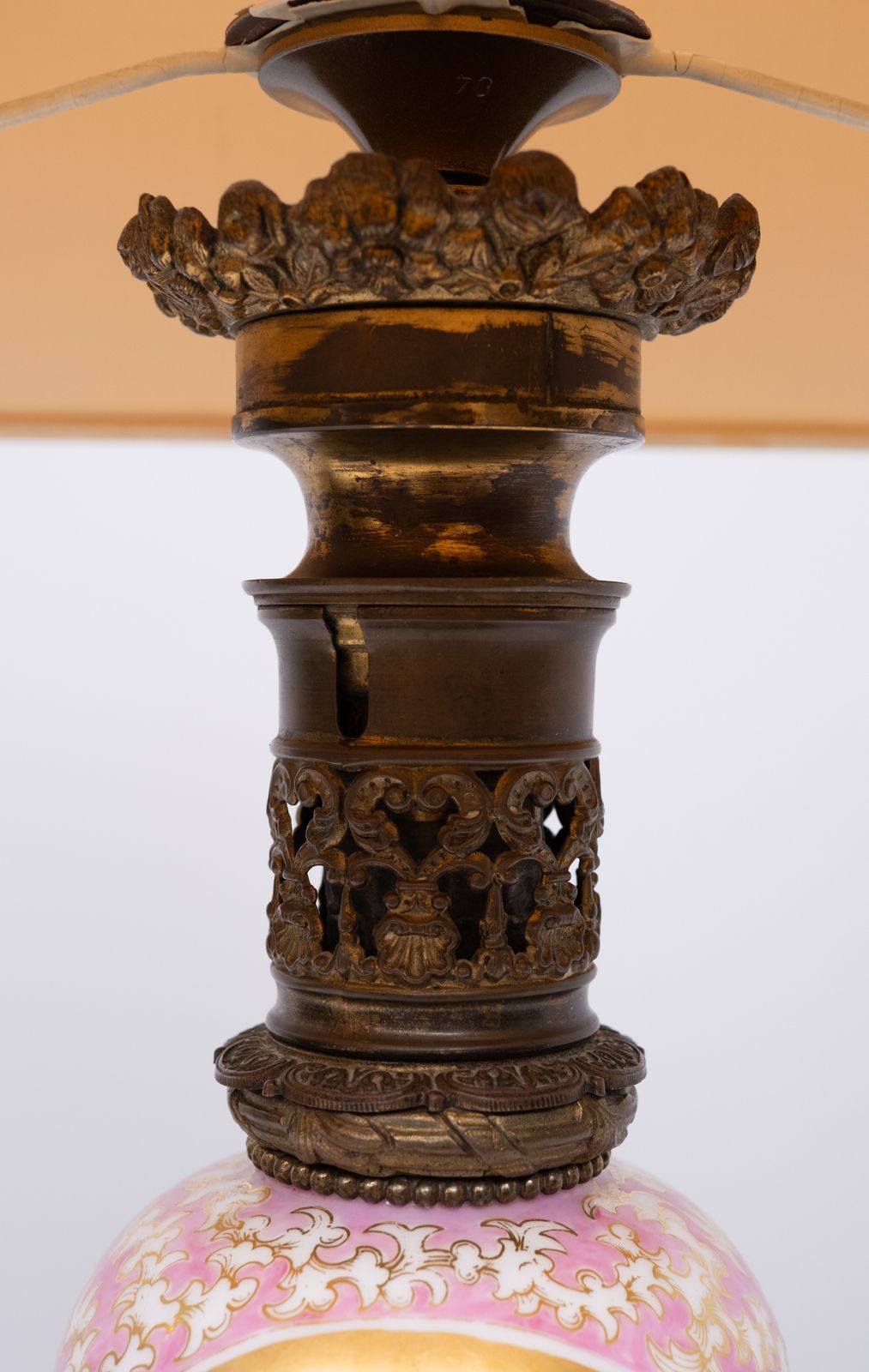 Stunning France Sevres Porcelain Hand Painted Table Lamp 1880s photo for sale