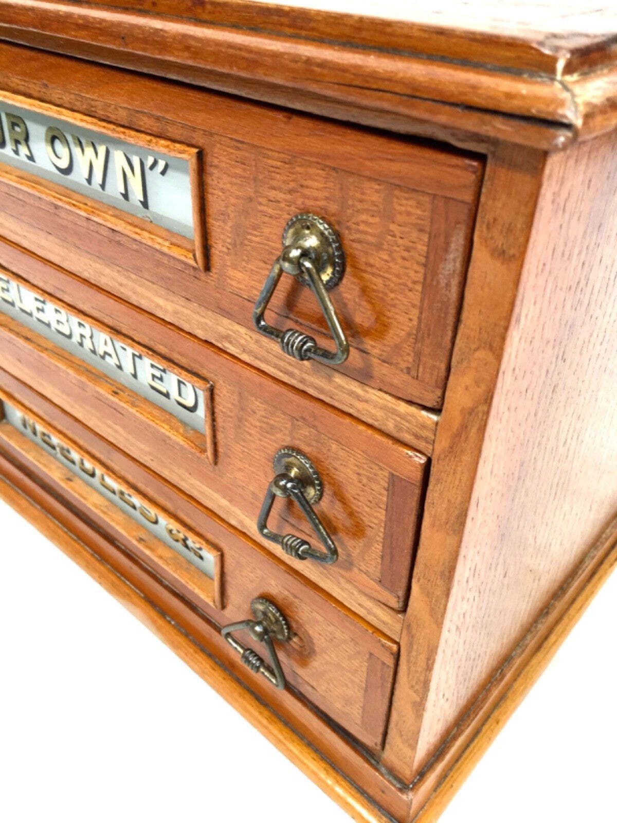 Antique Haberdashery Tabletop Shop Display Needle Box / Display Cabinet Drawers photo buy