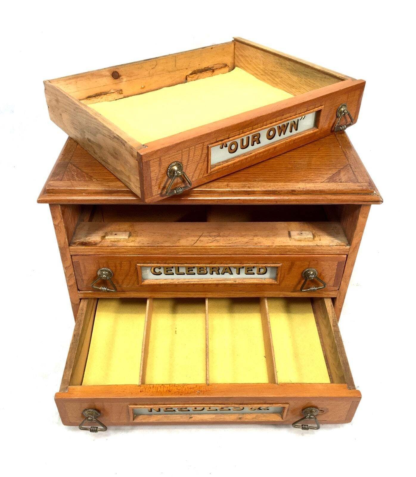 photo for sale Antique Haberdashery Tabletop Shop Display Needle Box / Display Cabinet Drawers